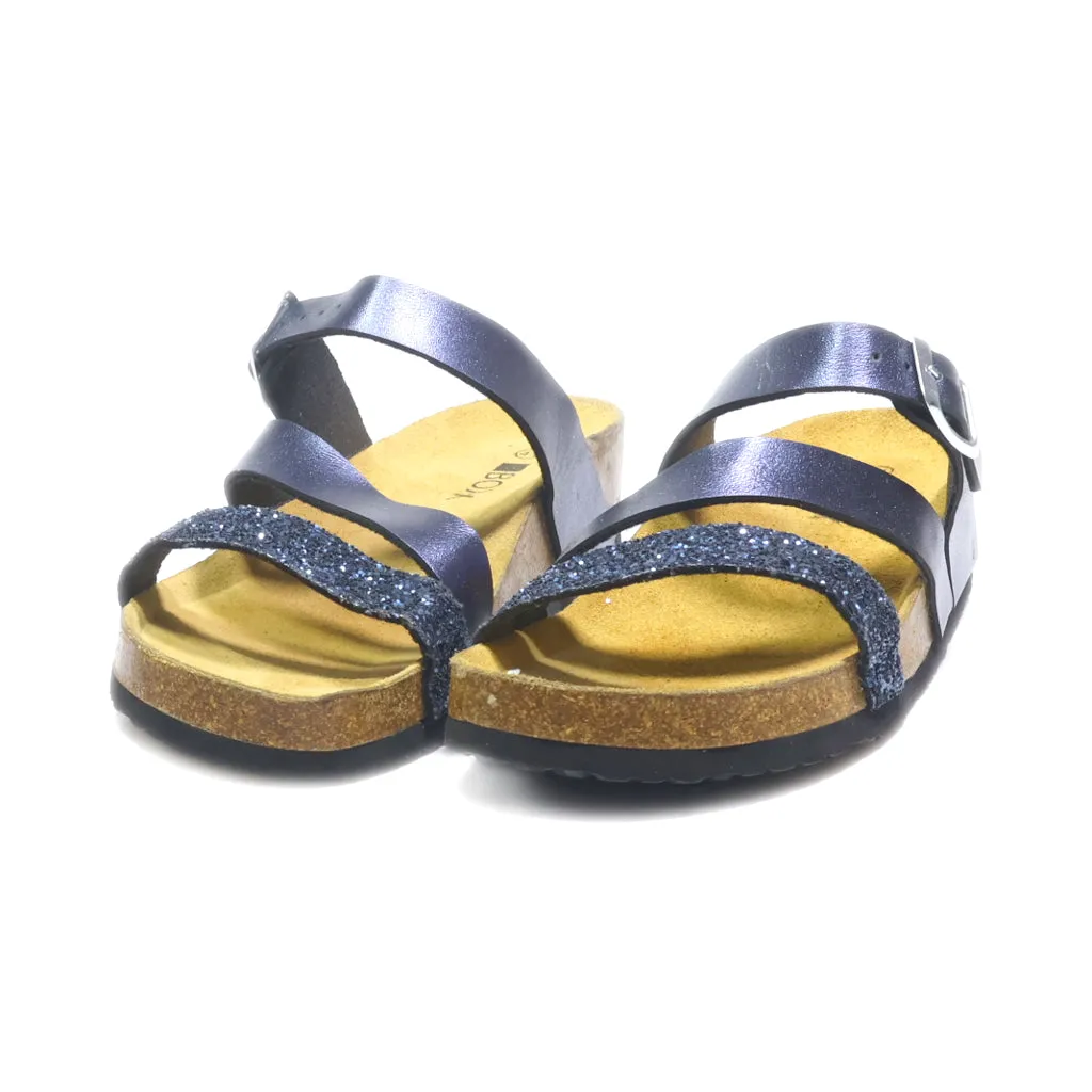 Boxx Flat Sandals Leather Blue Colour For Women